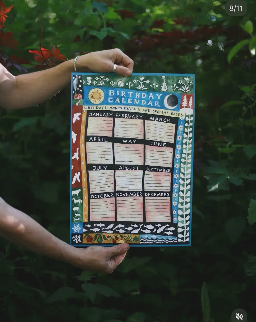 One Page Birthday Calendar