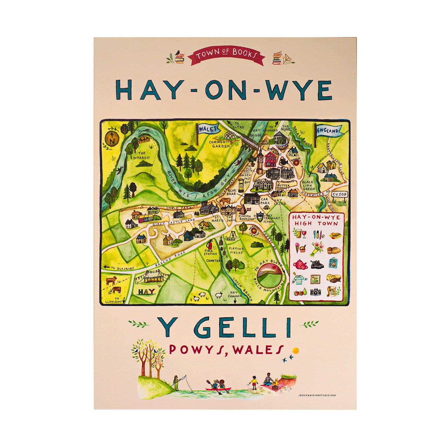 Art Print: Hay-on-Wye Map
