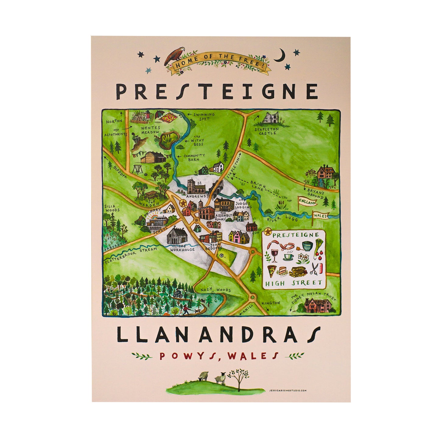 Art Print: Presteigne Map