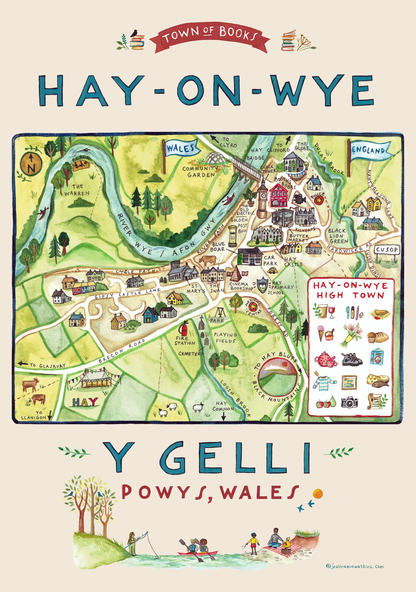 Art Print: Hay-on-Wye Map