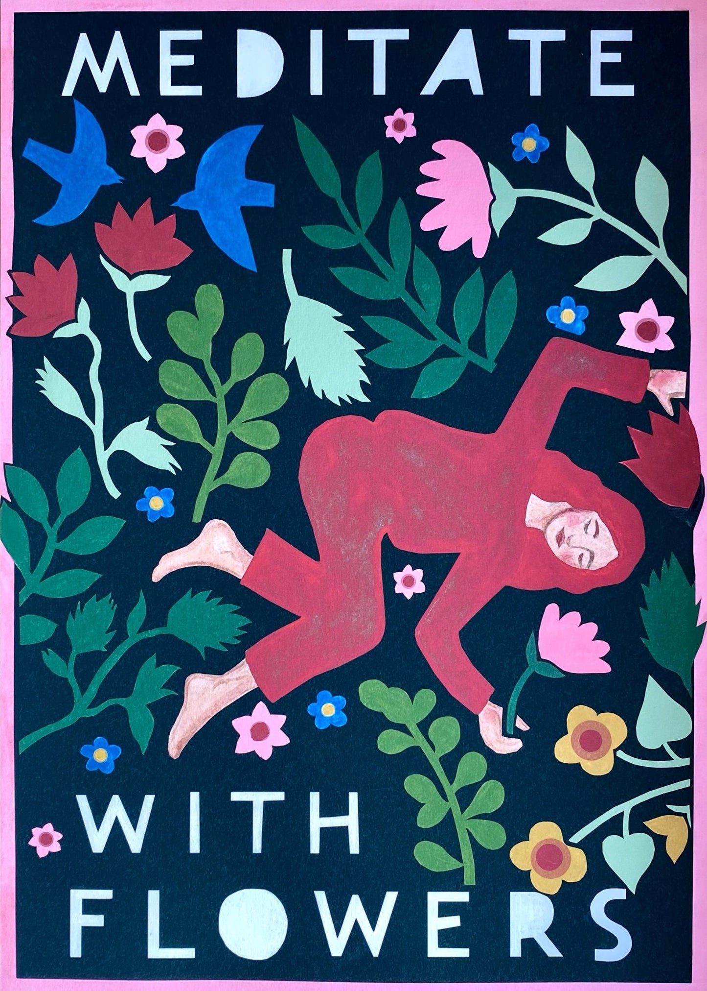 Art Print: Meditate with Flowers