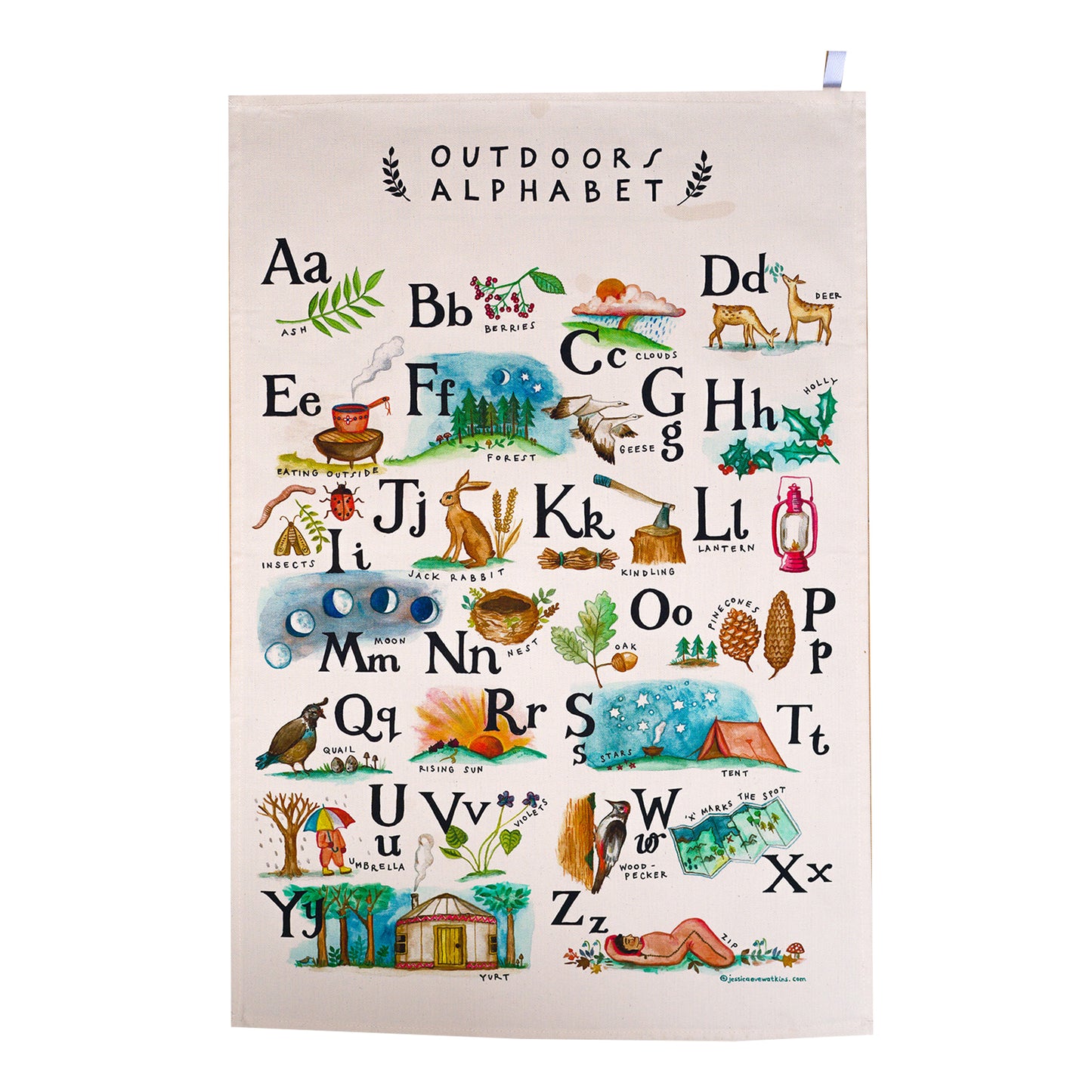 Outdoors Alphabet Tea Towel