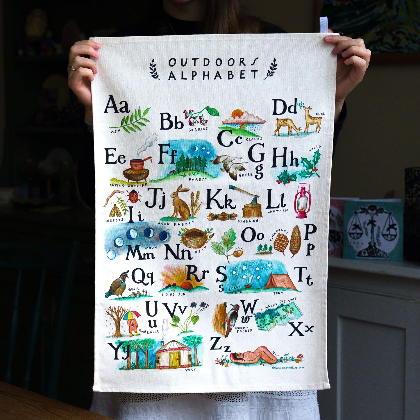 Outdoors Alphabet Tea Towel