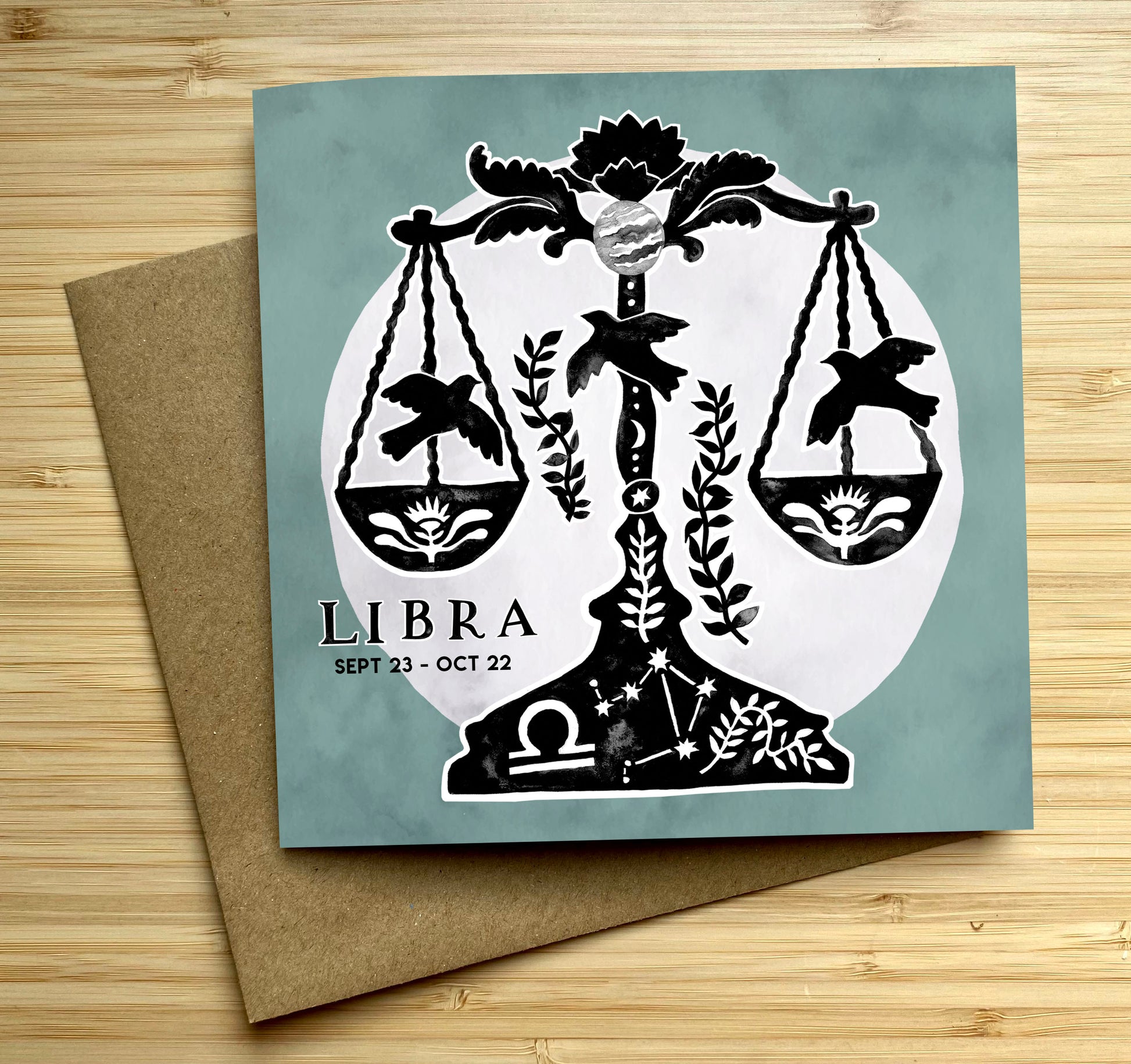 Libra Star Sign Zodiac card Jessica Rising Studio