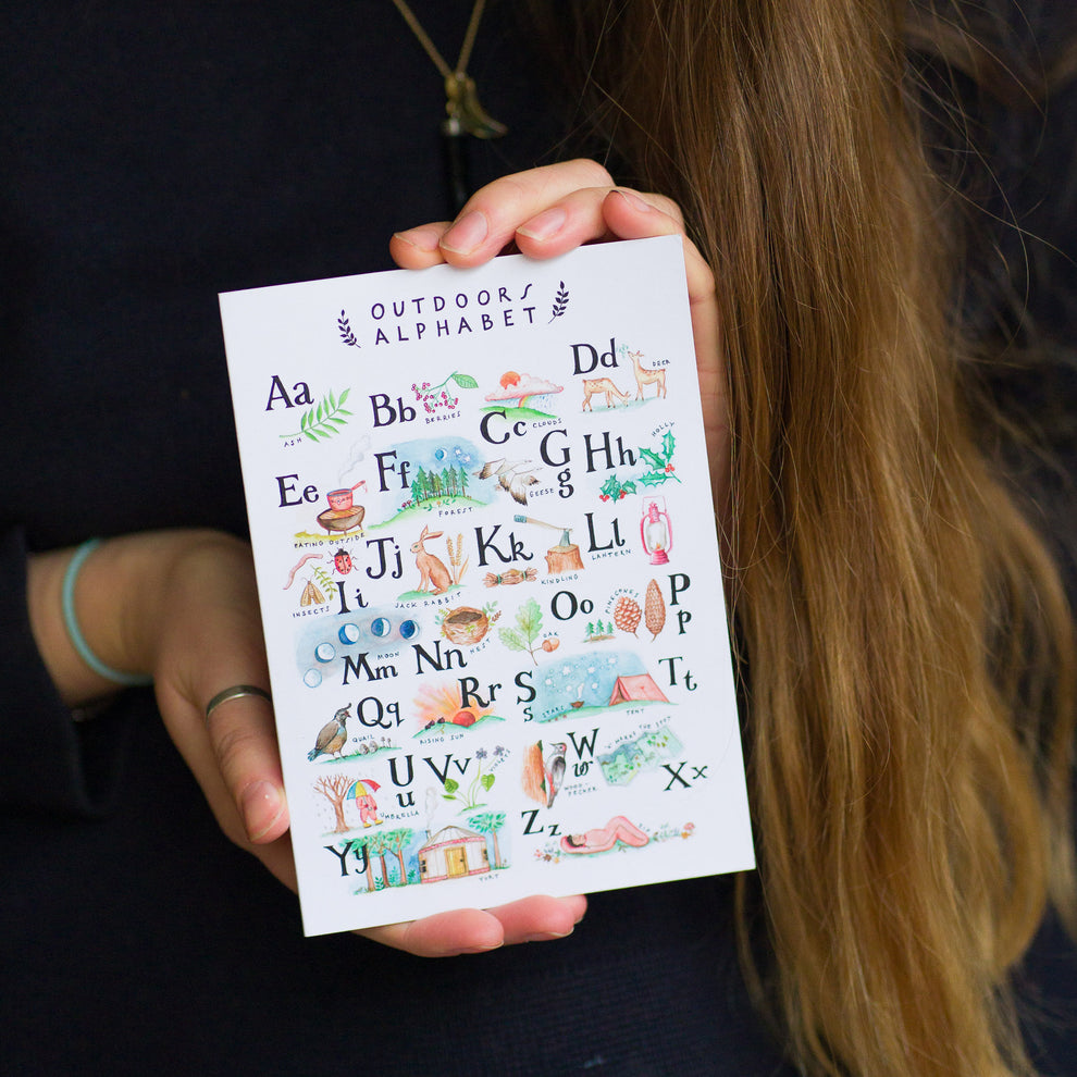 Outdoors Alphabet Card – Jessica Rising Studio